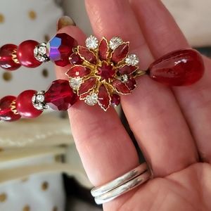17" 1970s beauty red crystal like pendant necklace